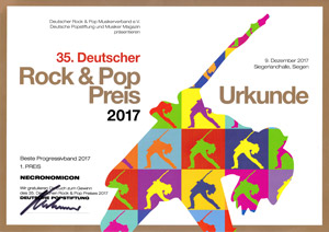 Urkunde Rockpreis 2017